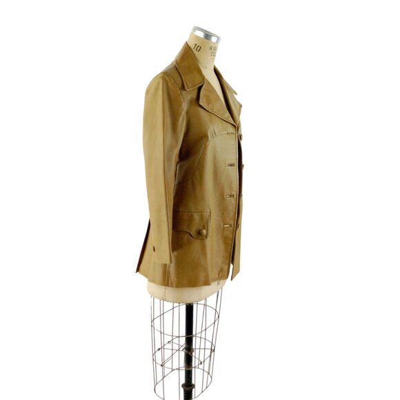 1970s leather jacket blazer tan camel color Size S by Mont - Picture 5 of 7